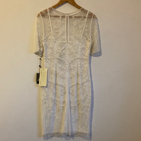 Adrianna Papell Beaded Midi Sheath dress Embroidered Ivory Size 10 - Picture 7 of 9